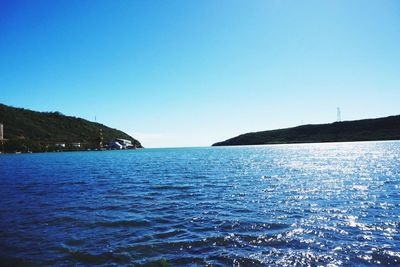 Scenic view of sea against clear sky