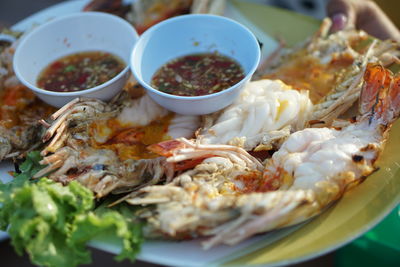 Close-up of meal served in plate