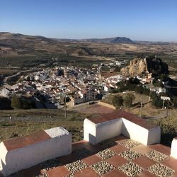 Aerial view of townscape against sky