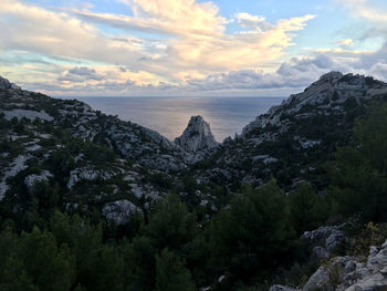 Scenic view of sea against sky during sunset