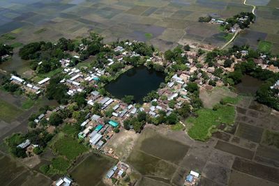 High angle view of agricultural field