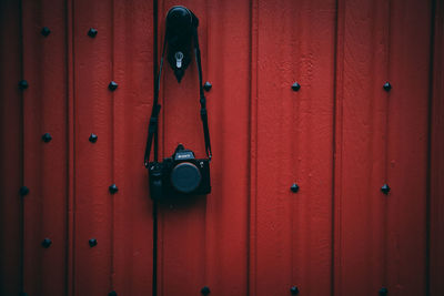 Full frame shot of closed red door