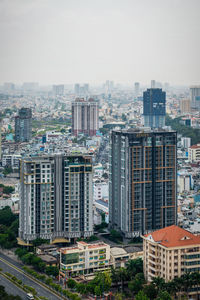 Cityscape against clear sky