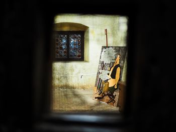 Open door on table at home