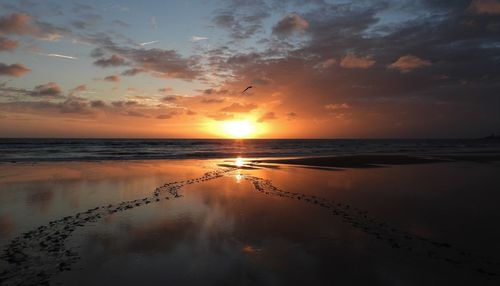 Scenic view of sea against sky during sunset