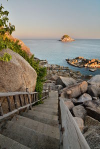 Scenic view of sea against clear sky