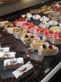 High angle view of cake for sale at store