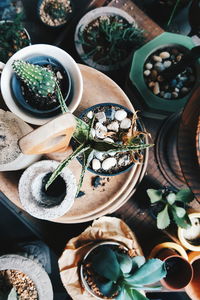 High angle view of food on table