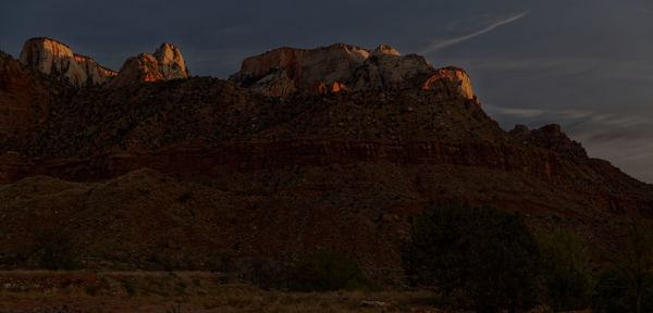 Low angle view of rock formations