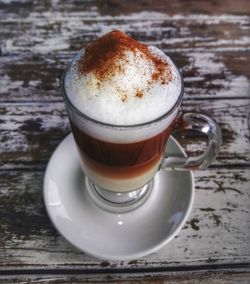 Close-up of coffee cup on table