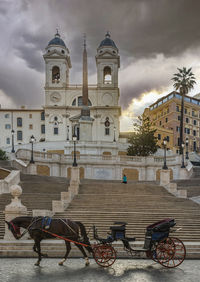 View of buildings in city against cloudy sky