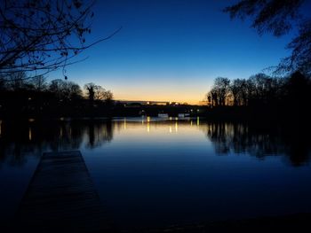 Scenic view of lake against sky at sunset