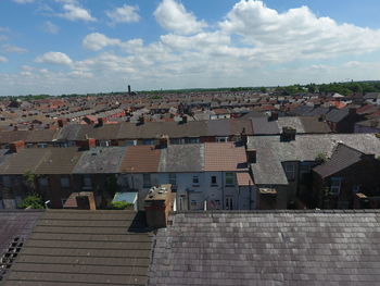 High angle view of townscape against sky