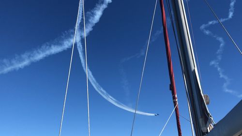 Low angle view of sailboat against sky