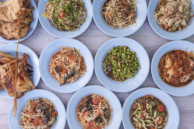 High angle view of food on table