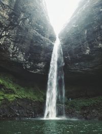 Low angle view of waterfall