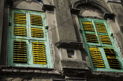 Low angle view of windows on building