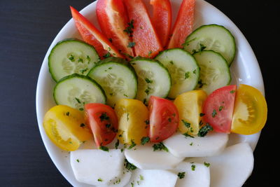 High angle view of fruits in bowl