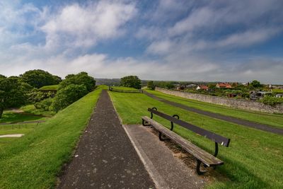 Scenic view of land against sky