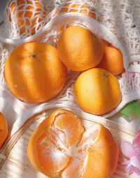 High angle view of oranges on table