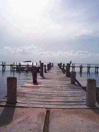 Wooden pier in sea