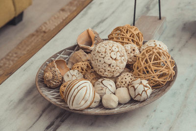 High angle view of food on table