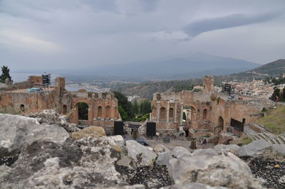 Old ruins against cloudy sky