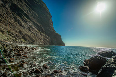 Scenic view of sea against clear sky