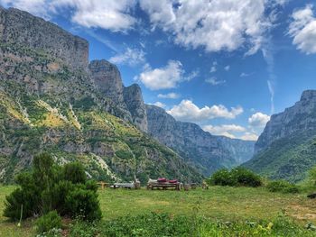 Scenic view of mountains against sky