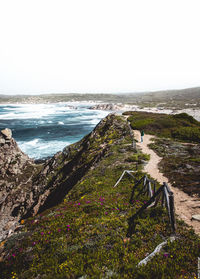 Scenic view of sea against clear sky