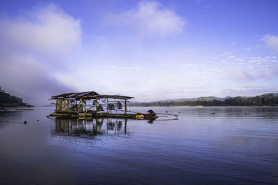 Scenic view of lake against sky