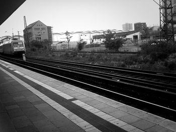 Railroad tracks at railroad station
