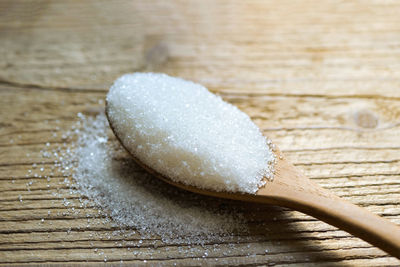 High angle view of spoon on table