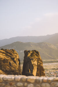 Scenic view of mountains against clear sky