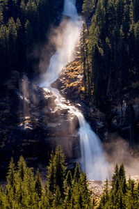 Long exposure image of the famous krimml alpine waterfalls in krimml, salzburg, austria