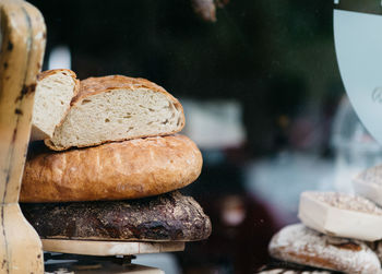 Loaves of bread in bakery