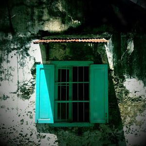 Closed door of house