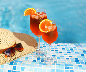 Close-up of orange juice on table