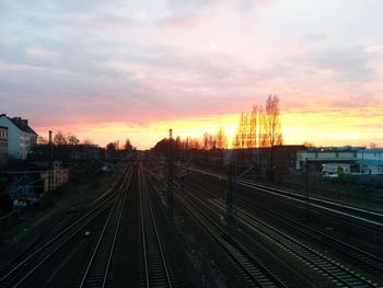 Railroad track at sunset