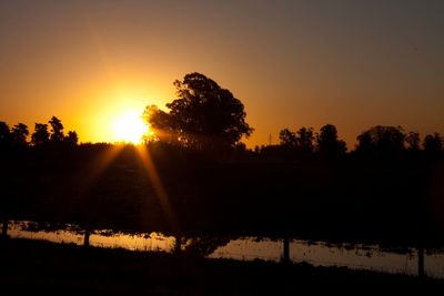 Scenic view of silhouette trees against sky during sunset