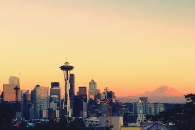 View of city at sunset