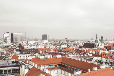 High angle view of cityscape against sky