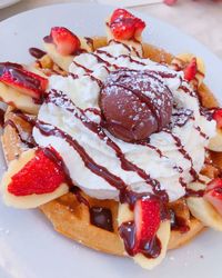 Close-up of dessert served in plate