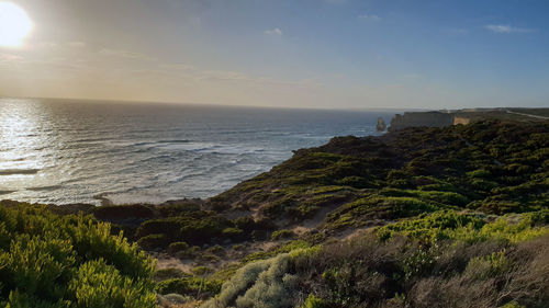 Scenic view of sea against sky during sunset