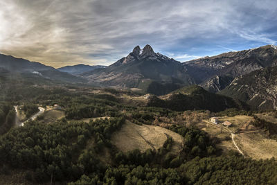 Scenic view of mountains against sky