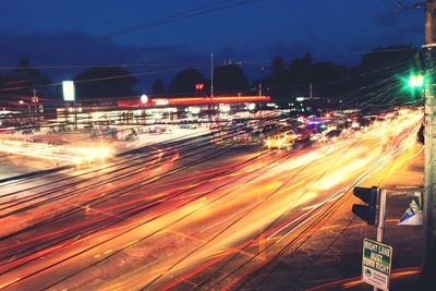 Blurred motion of car at night