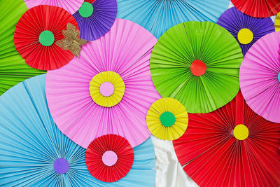 Low angle view of multi colored umbrella