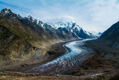 Scenic view of lake against mountain range