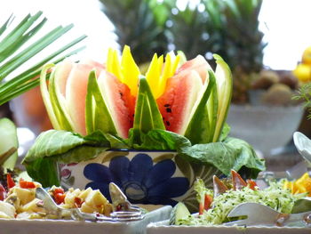 Close-up of vegetables in plate