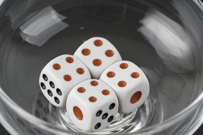 High angle view of ice cream in bowl on table